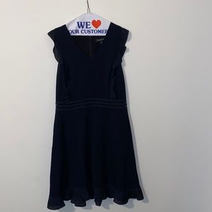 Banana Republic Black knee length dress, ruffle detail with Intricate Waist S10